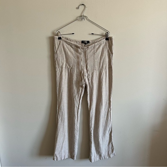 3/$20⚡️ Rewash Tan & White Striped Linen Blend Tie Waist Flowy Pants - Picture 2 of 13